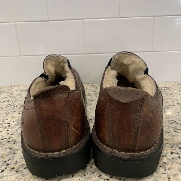 Ugg Harbor Brown Leather Loafers Sheepskin  5141